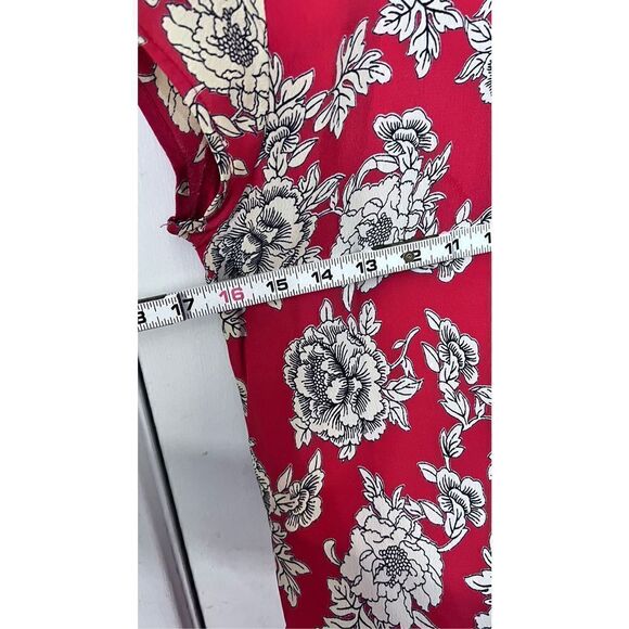 FREE PEOPLE RED FLORAL V NECK DRESS WOMENS SIZE XS - Picture 9 of 9